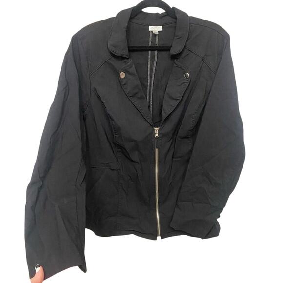 Avenue Full Zipper Utility Jacket Coat In Black And Silver Detail Size 3X - Picture 1 of 7